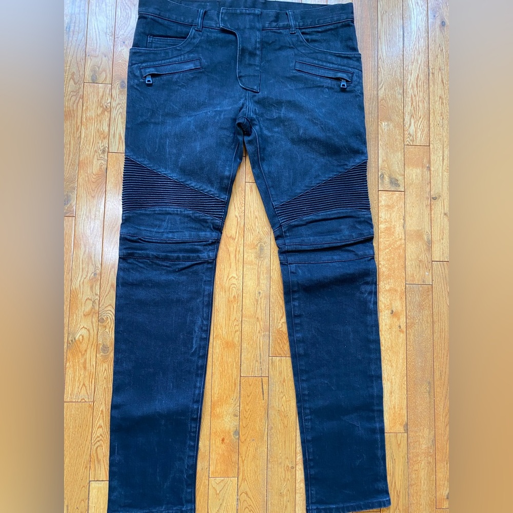 Balmain black Moto jeans sz. 34